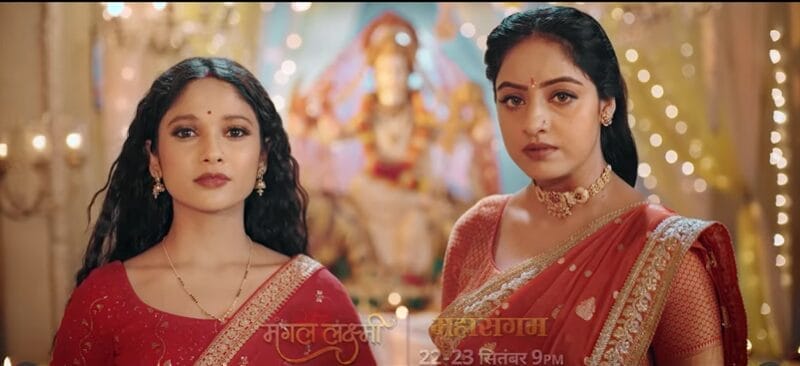 GossipsTv's tweet card. Colors TV’s popular show Mangal Lakshmi is set to deliver high-voltage drama this festive season. The much-awaited reunion of sisters Mangal and Lakshmi will be the highlight of the Navratri Mahasa...