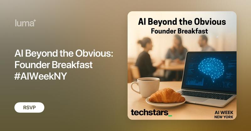 Chloe_Takahashi's tweet card. 👉 An intimate breakfast hosted by Techstars for founders building AI beyond the obvious — applied to the real economy in health, climate, robotics, supply…