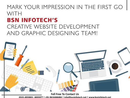 bsn_infotech's tweet card. Websites are your online vising card! Mark your impression in the first go with BSN Infotech’s creative website development and graphic designing team! Feel free to contact us : 📩info@bsninfotech....