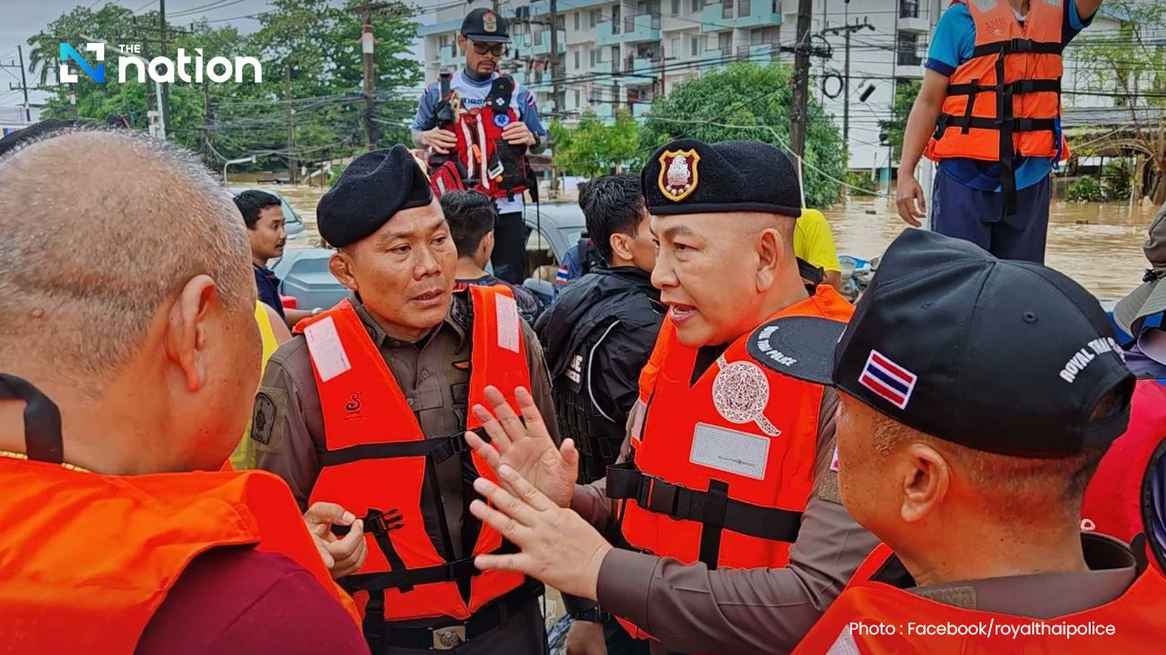 Thenationth's tweet card. National Police Chief sets up an identity verification center in Hat Yai, deploying forensic teams to assist in confirming the identities of flood victims