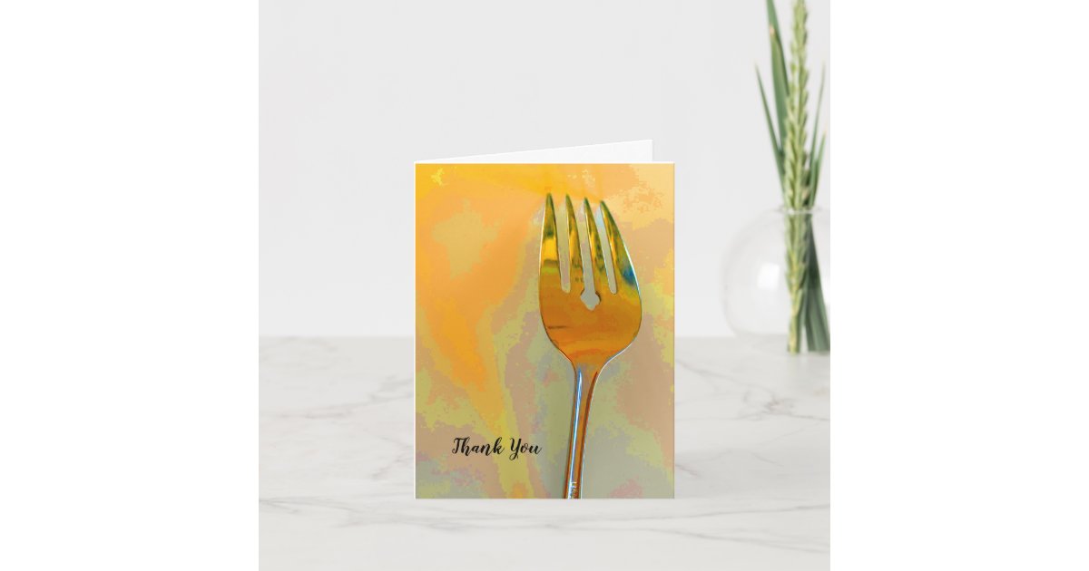 ShellsDesigns2's tweet card. A whimsical culinary design featuring a chefs kitchen fork on an earth tone dramatic background. Customize as desired.