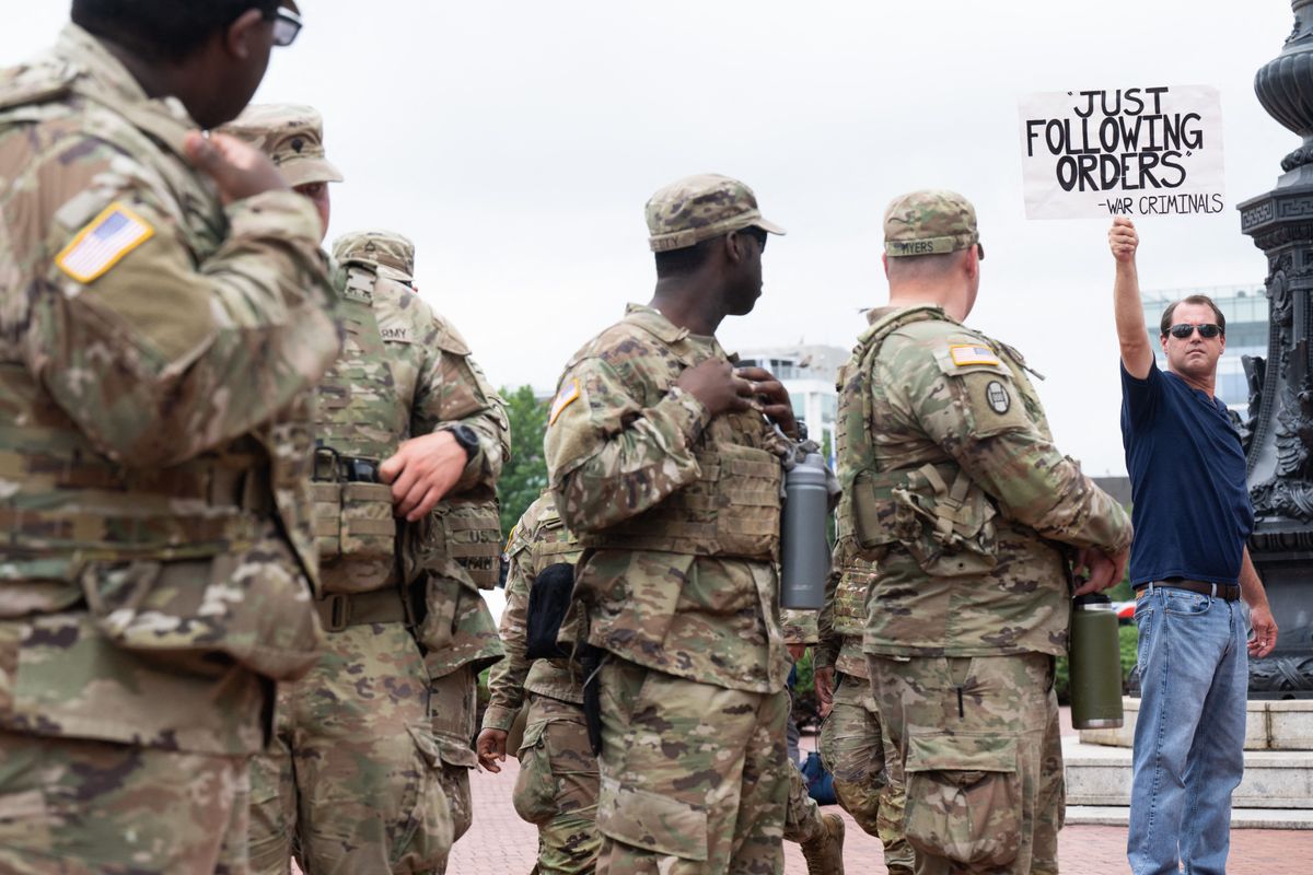 commondreams's tweet card. "It is long past time for the involuntary military occupation of DC to end," said Washington, DC's attorney general.