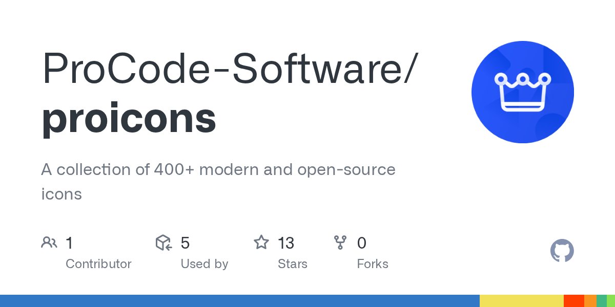 ProCodeSoftware's tweet card. A collection of 400+ modern and open-source icons. Contribute to ProCode-Software/proicons development by creating an account on GitHub.
