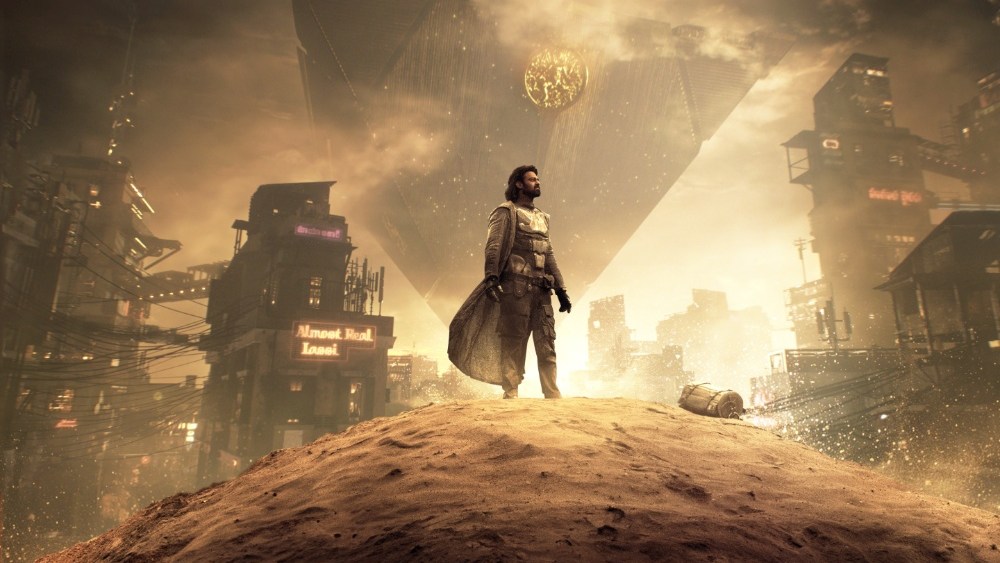 Variety's tweet card. Telugu cinema superstar Prabhas swashbuckles as a Han Solo clone in Tollywood sci-fi epic ‘Kalki 2898 AD.’