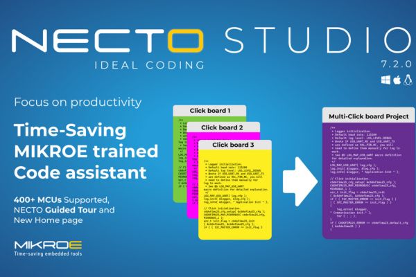 TimestechBuzz's tweet card. MIKROE, the embedded solutions company that dramatically cuts development time by providing innovative hardware and software products based on proven standards, has announced that NECTO Studio 7.2,...