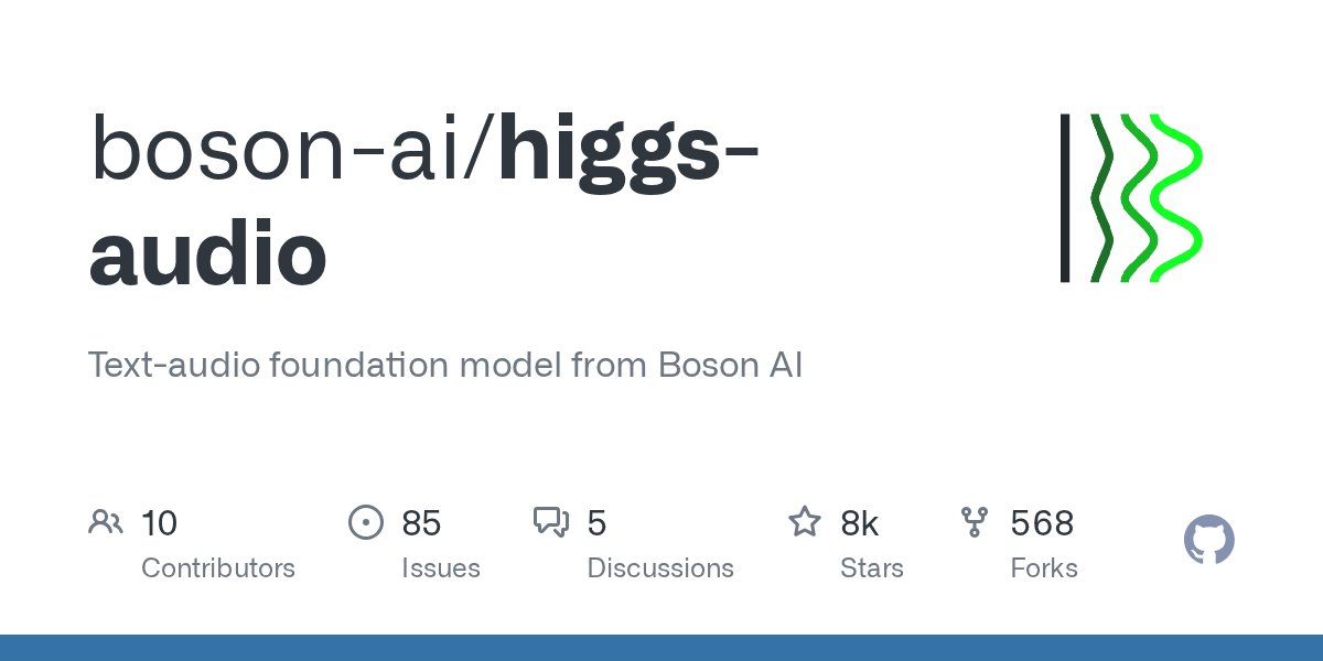 githubgod's tweet card. Text-audio foundation model from Boson AI. Contribute to boson-ai/higgs-audio development by creating an account on GitHub.