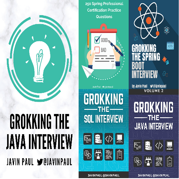 javarevisited's tweet card. This bundle contains...Grokking the Java InterviewGrokking the Java SE 17 Developer Certification (1Z0-829 Exam)Grokking the Spring Boot InterviewGrokking the SQL InterviewGrokking the Java Intervi...