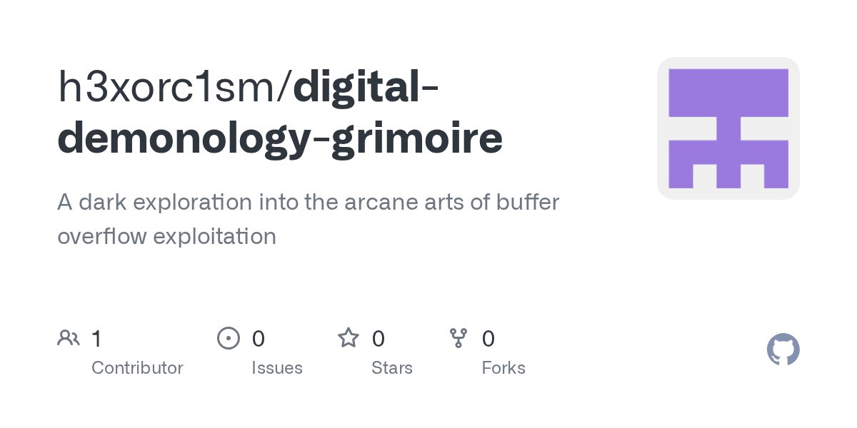 Relativ3pa1n's tweet card. A dark exploration into the arcane arts of buffer overflow exploitation - h3xorc1sm/digital-demonology-grimoire