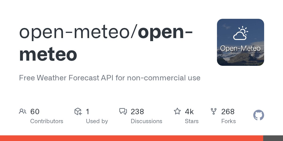 ALTestTw's tweet card. Free Weather Forecast API for non-commercial use. Contribute to open-meteo/open-meteo development by creating an account on GitHub.