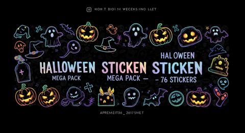 martekinnow007's tweet card. 👻✨ Transform your Halloween content with this exclusive sticker pack! 🎃 This premium collection includes 100 unique holographic + neon digital stic...