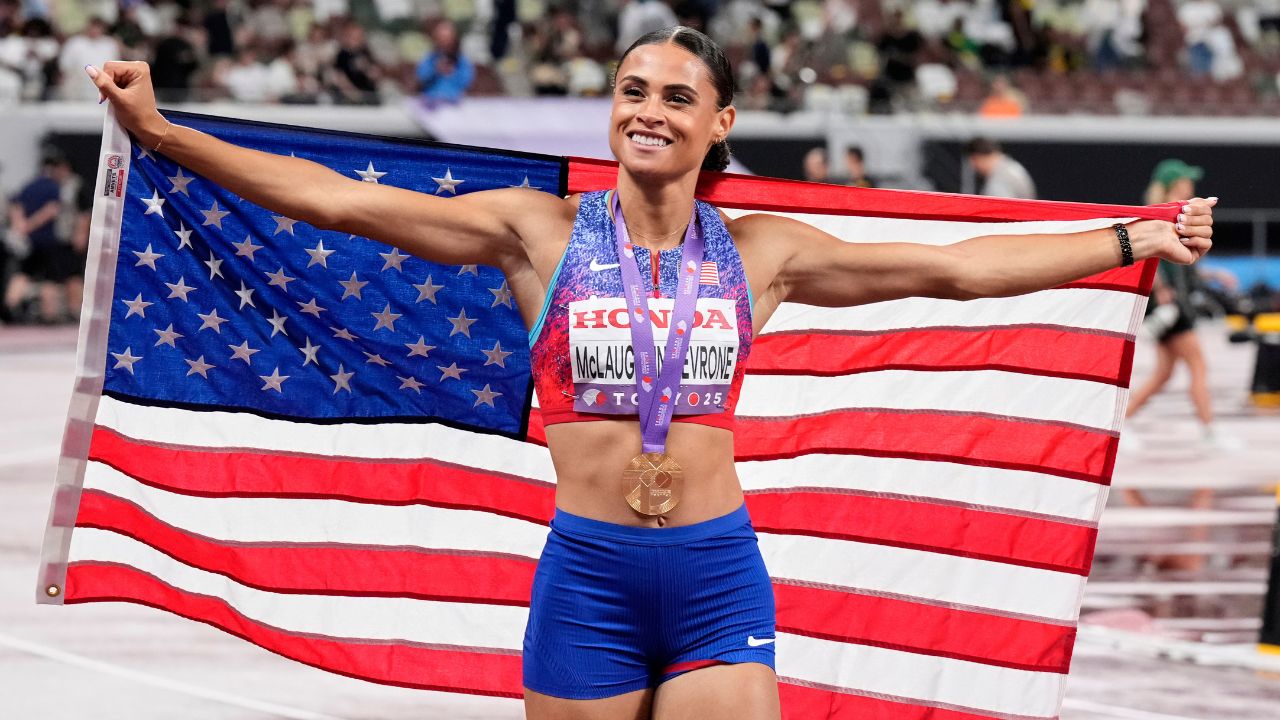Sports_Spectrum's tweet card. Legendary hurdler Sydney McLaughlin-Levrone won her first flat 400-meter world title, praising God as she tackled a new challenge.
