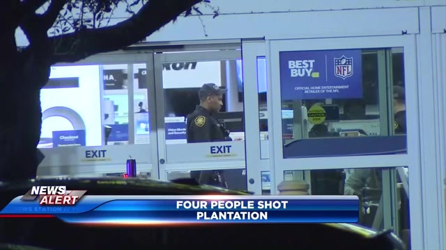 wsvn's tweet card. PLANTATION, FLA. (WSVN) - Rescue crews have taken four people to the hospital after shots rang out in the parking lot of a Best BuyRead More