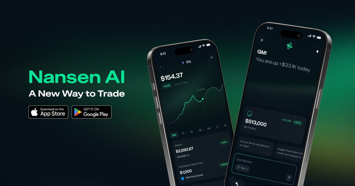 nansen_ai's tweet card. Nansen AI is the first truly agentic investing app - a research team in your pocket, 24/7. Powered by 500M+ labeled addresses, get the full picture of onchain in the palm of your hands.