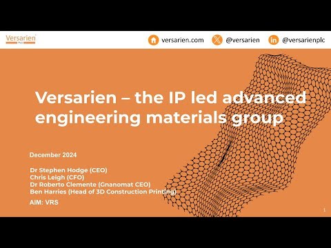 versarien's tweet card. Versarien Investor Webinar 10th December 2024