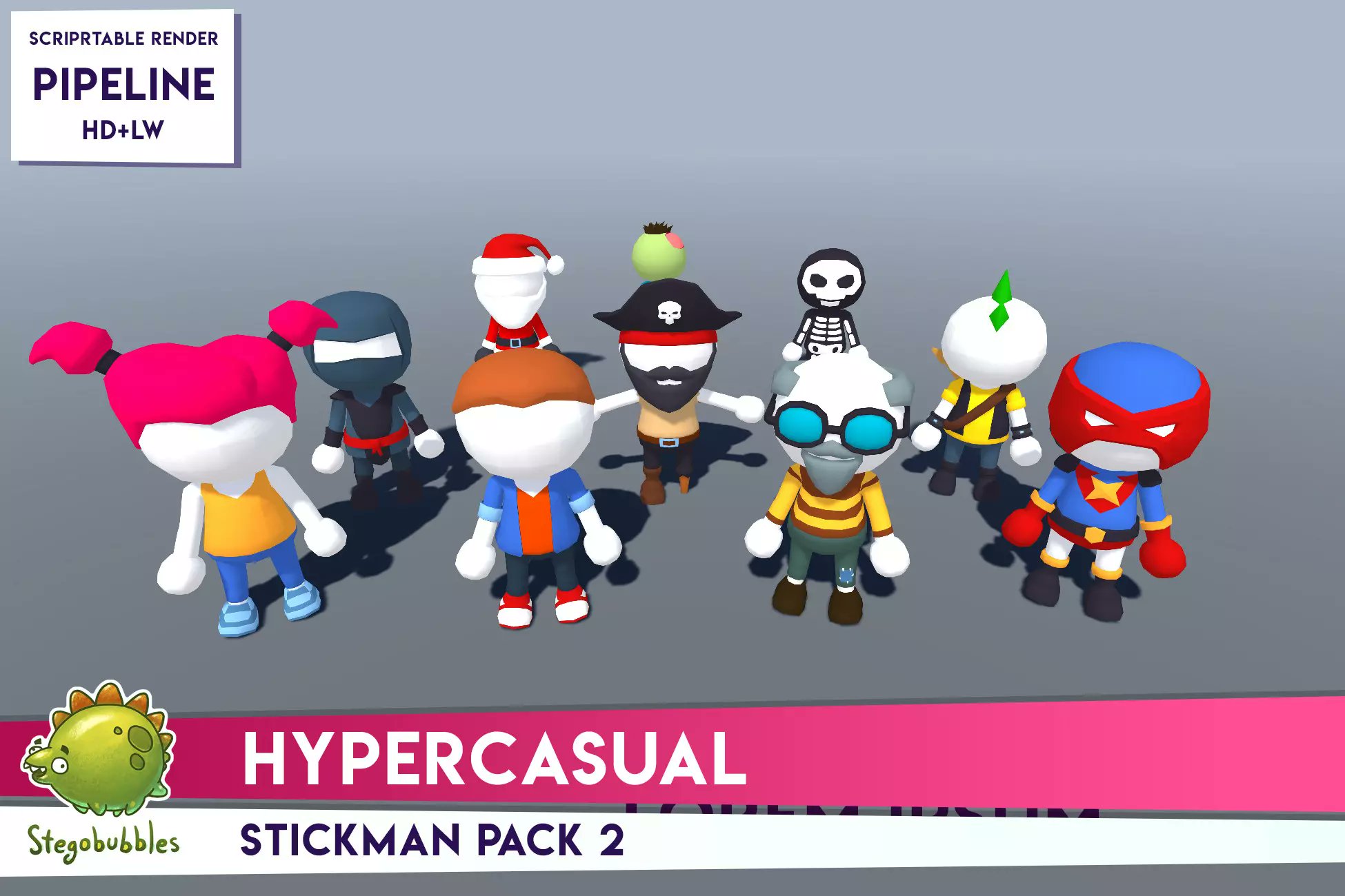 krishnamohan_y3's tweet card. Complete breakdown of the HYPERCASUAL Stickman Pack 2 Unity asset, including characters, features, polycount, render pipeline support, and affiliate link.