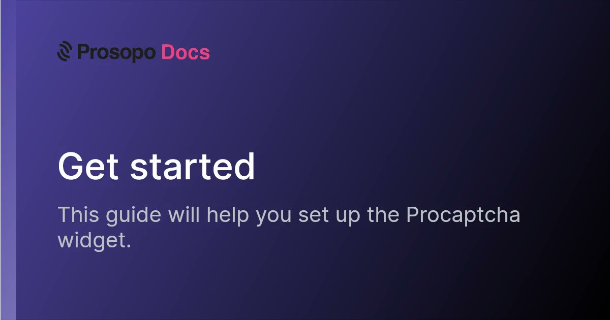 prosopo_'s tweet card. This guide will help you set up the Procaptcha widget.