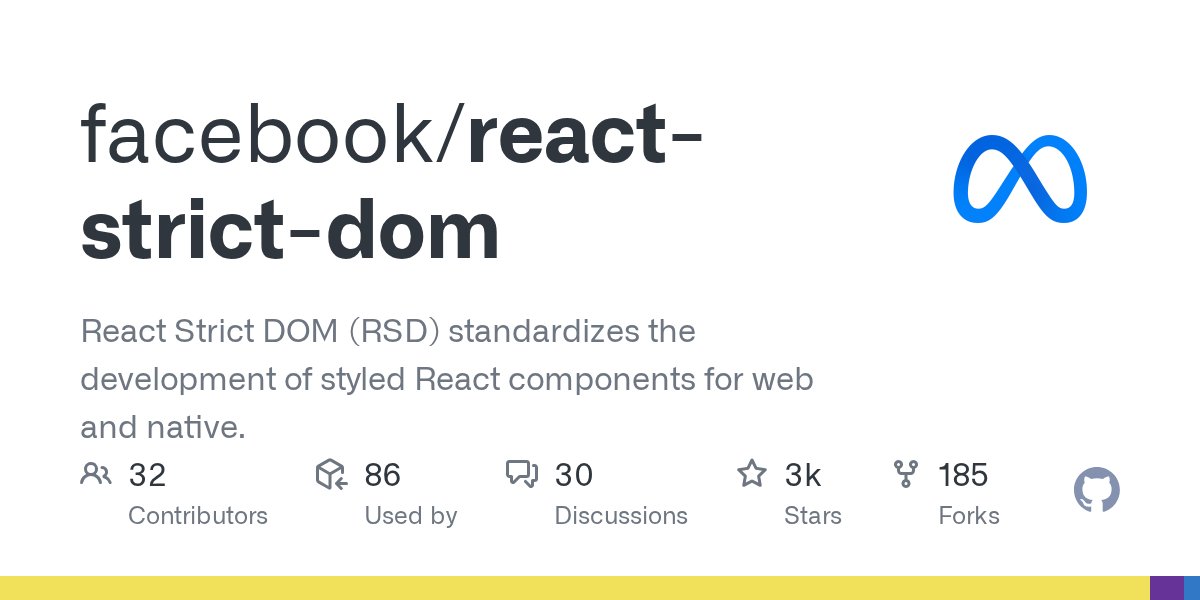 Hiteshdotcom's tweet card. React Strict DOM (RSD) standardizes the development of styled React components for web and native. - facebook/react-strict-dom