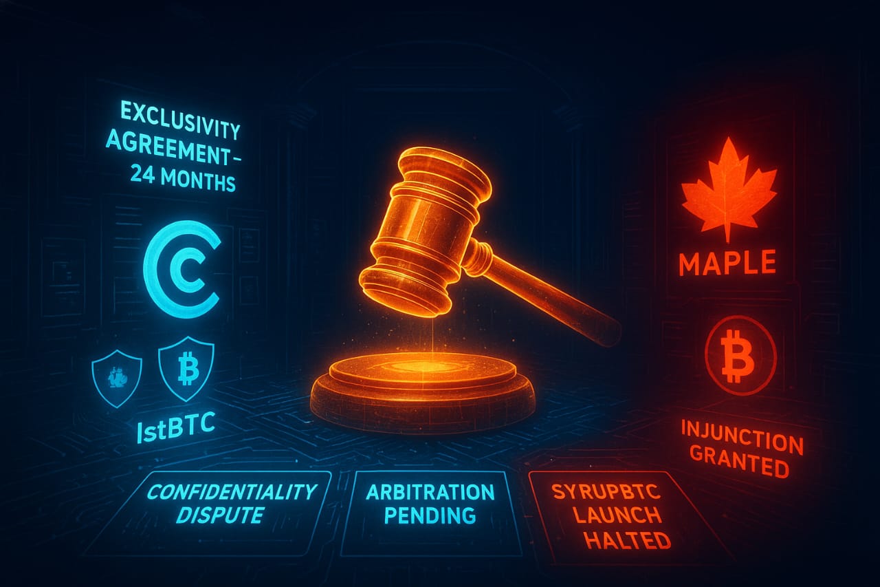 nulltxnews's tweet card. Core Foundation has obtained a sweeping court order blocking Maple Finance from advancing a competing Bitcoin yield product, escalating a dispute that has been brewing since early 2025.