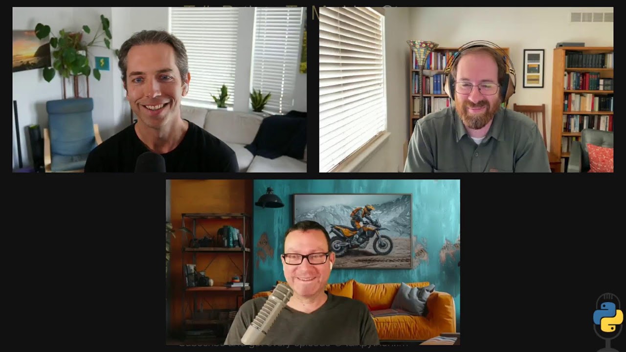 TalkPython's tweet card. Today on Talk Python: What really happens when your data work outgrows your laptop. Matthew Rocklin, creator of Dask and cofounder of Coiled, and Nat Tabris a staff software engineer at Coiled join...