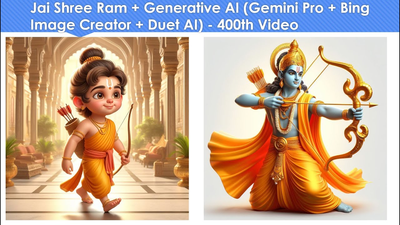 maheshkumar_rp's tweet card. Jai Shree Ram + Generative AI (Gemini Pro + Bing Image Creator + Duet...