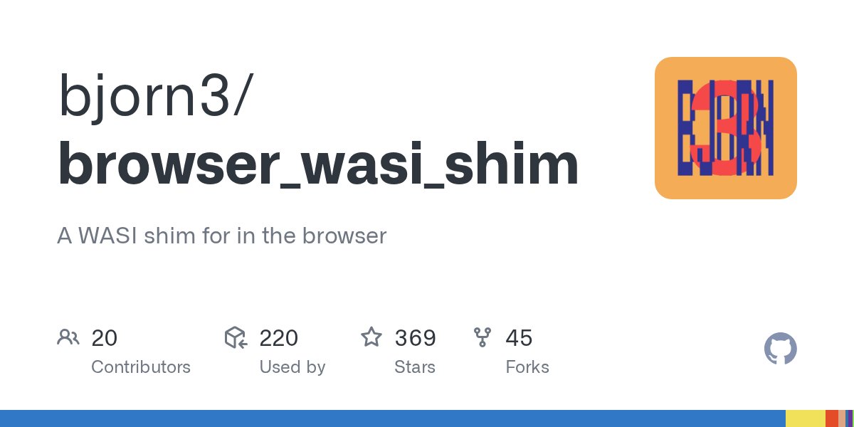 y_chu5's tweet card. A WASI shim for in the browser. Contribute to bjorn3/browser_wasi_shim development by creating an account on GitHub.