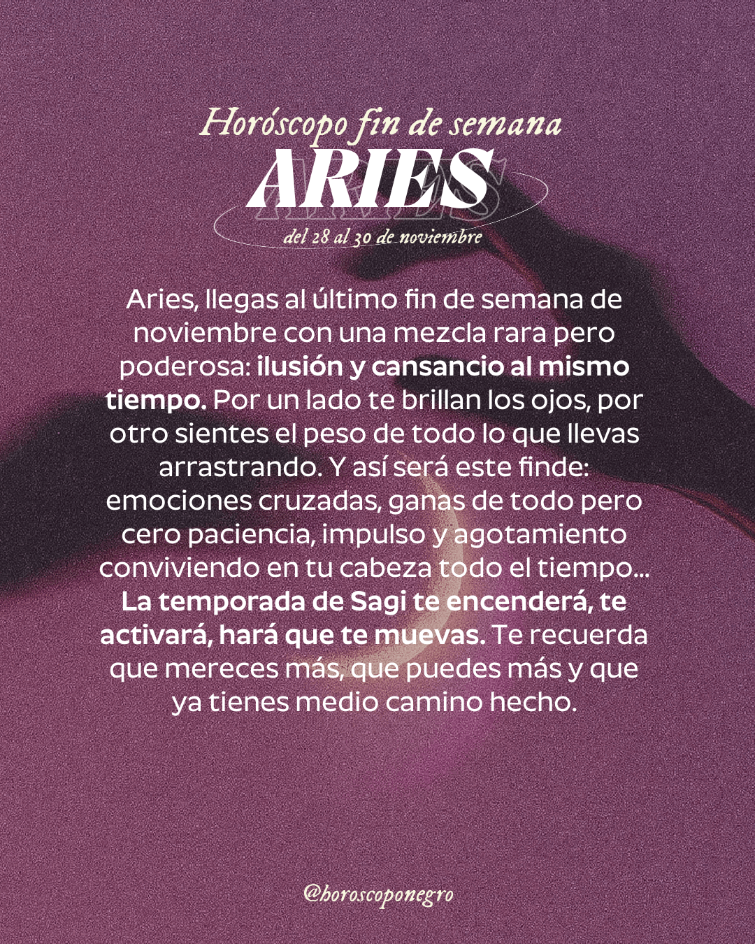 aries_hn's tweet card. Si necesitas saber tu horóscopo negro de fin de semana para Aries o si necesitas saber todo sobre los signos del Zodiaco síguenos.