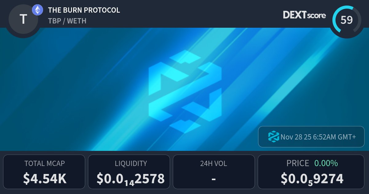 theburnprotocol's tweet card. THE BURN PROTOCOL latest price, buy, sell and trade TBP
