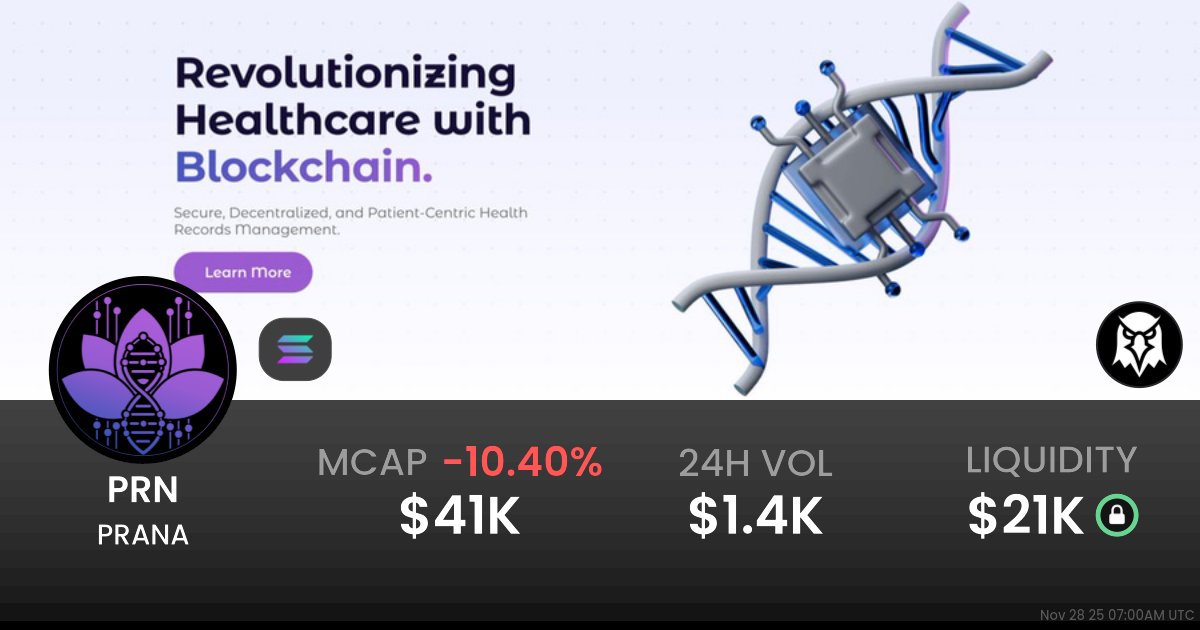 pranachain's tweet card. $0.008263 PRANA (PRN) realtime price charts, trading history and info - PRN / SOL on Solana / Meteora