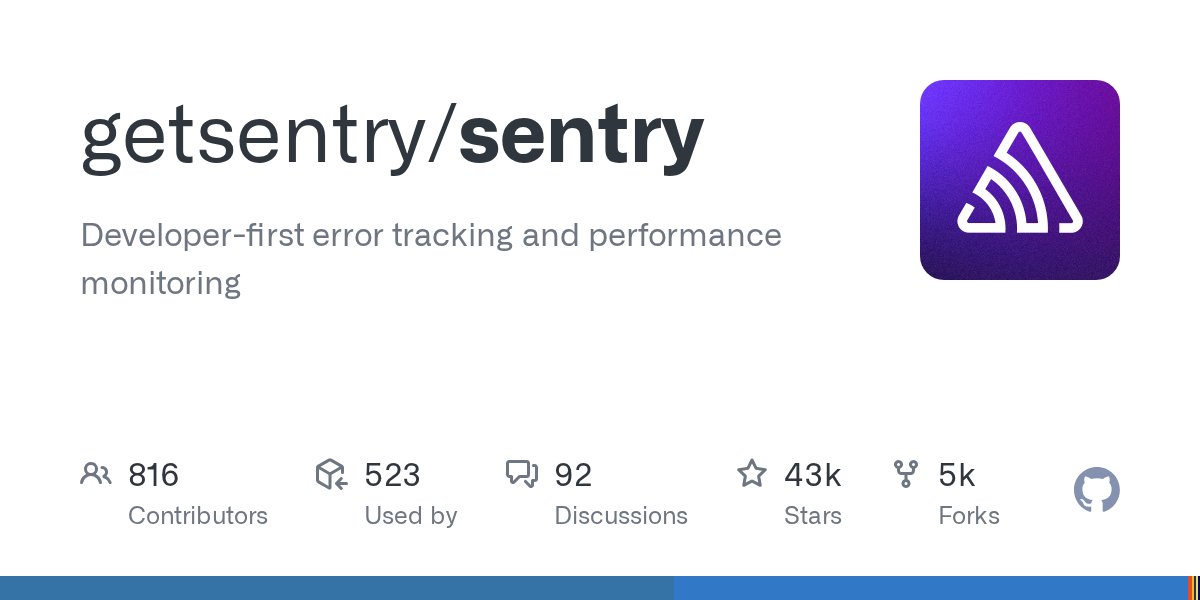 github_trends's tweet card. Developer-first error tracking and performance monitoring - getsentry/sentry