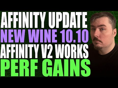 KaosSverige's tweet card. Affinity Linux Installer Updates Performance gains and New wine 10.10 plus affinity v2 works again! #linux #FOSS #CachyOS #Nobara #PikaOS #EndeavourOS