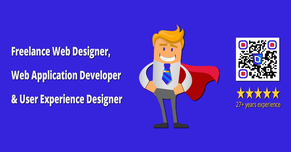 WebAppDesigner's tweet card. Hello, I'm Stephen Dench, let me increase your success online utilising my 27+ years experience in website design, web application development & UX design.