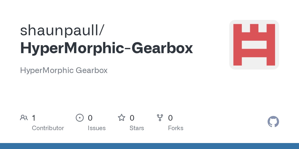 local_3_3's tweet card. HyperMorphic Gearbox. Contribute to shaunpaull/HyperMorphic-Gearbox development by creating an account on GitHub.
