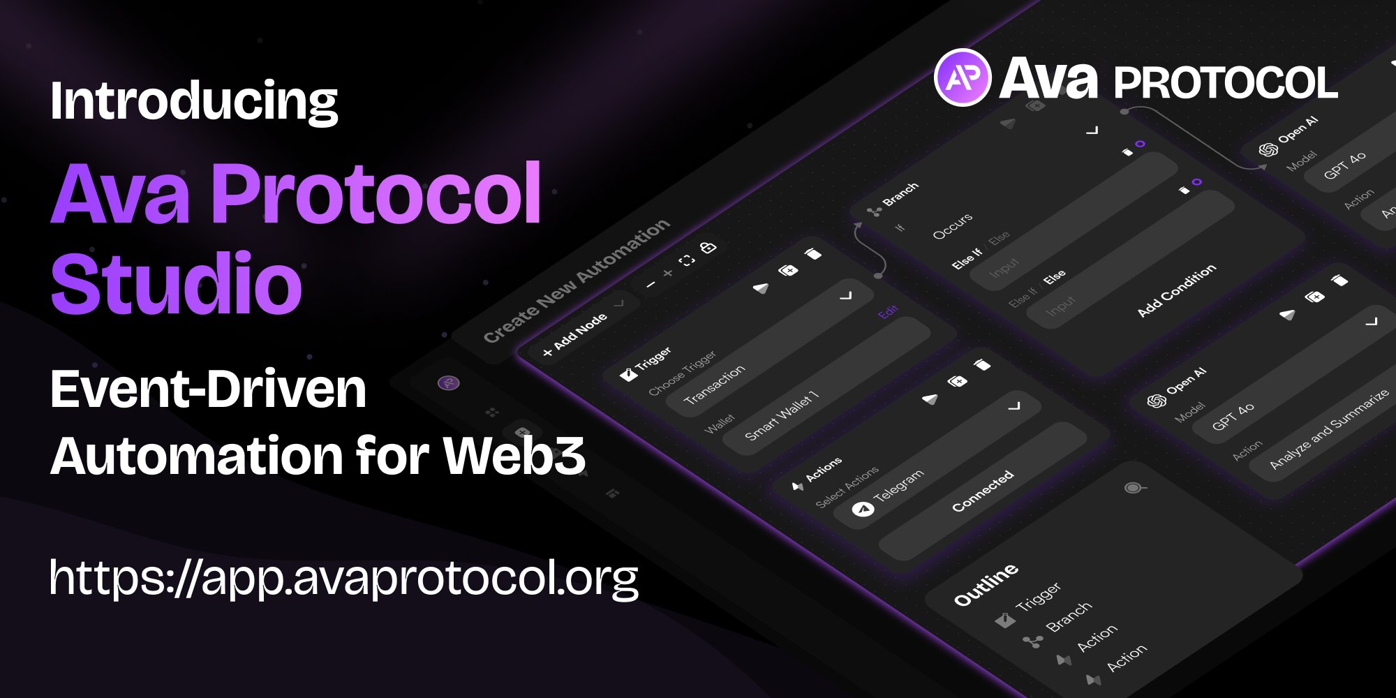 ava_protocol's tweet card. Build automated crypto workflows with a no-code interface designed for seamless execution across Ethereum and layer-2 networks.