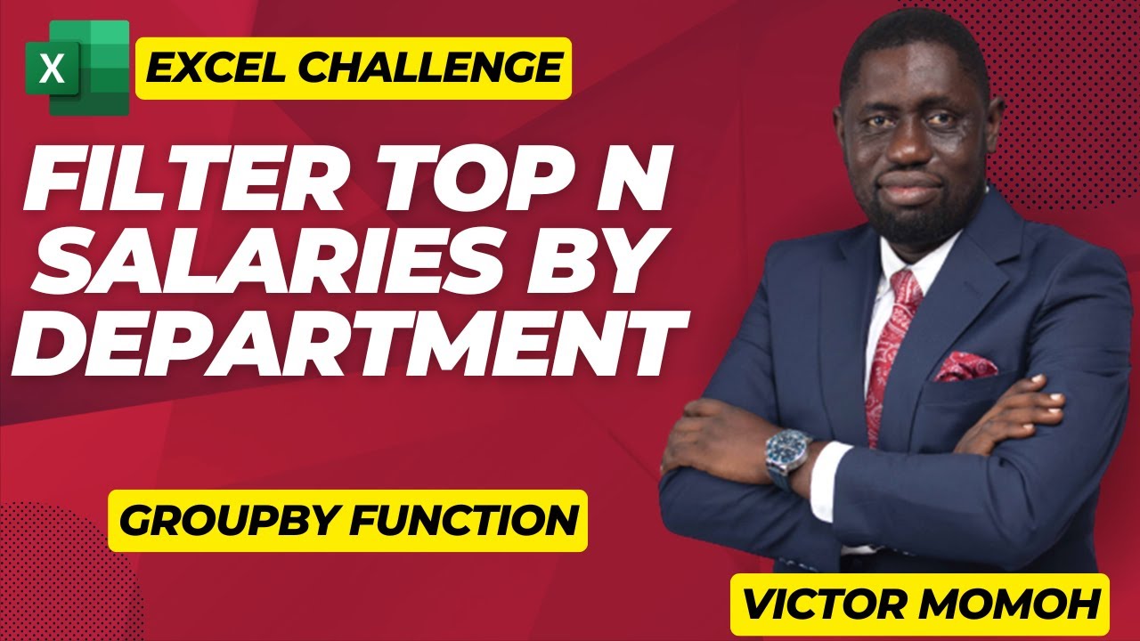 VicmoExcel's tweet card. Excel Challenge - Top N filter in excel using GROUPBY
