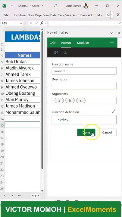 VicmoExcel's tweet card. Optional Arguments in Excel Lambda #shorts