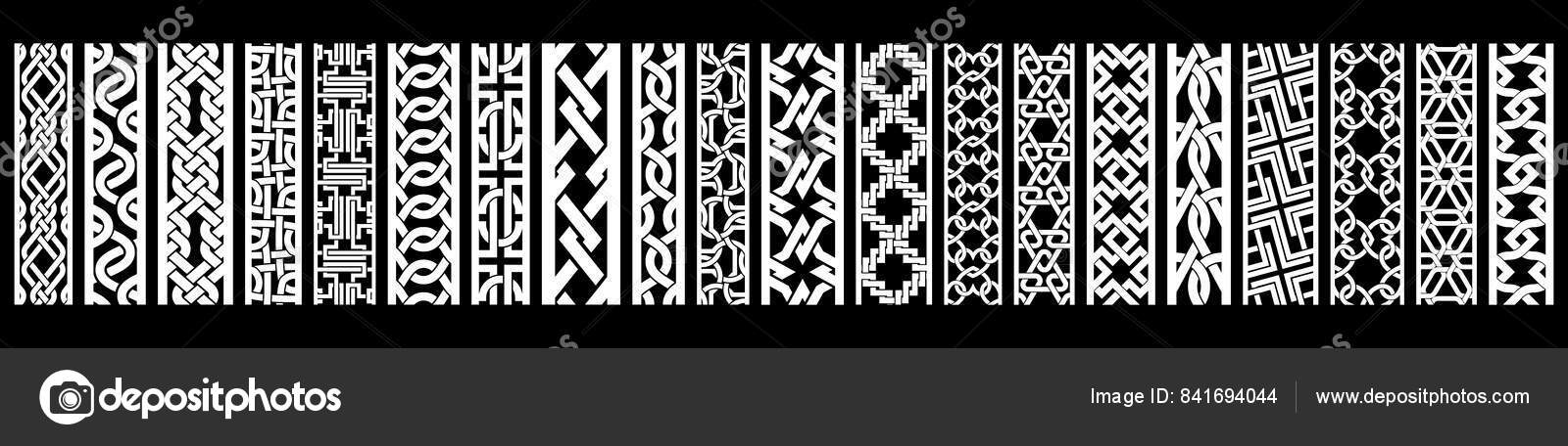 yurrey_p's tweet card. Set of 20 seamless patterned vector borders with abstract, Celtic and geometric styles. Suitable for digital artwork, trims, frames, and decoration.