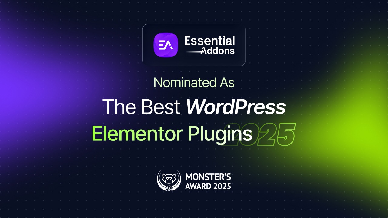 EssentialAddons's tweet card. Essential Addons for Elementor is nominated for the Monster’s Award 2025 as the Best Elementor Plugin. Vote now and help Essential Addons win.