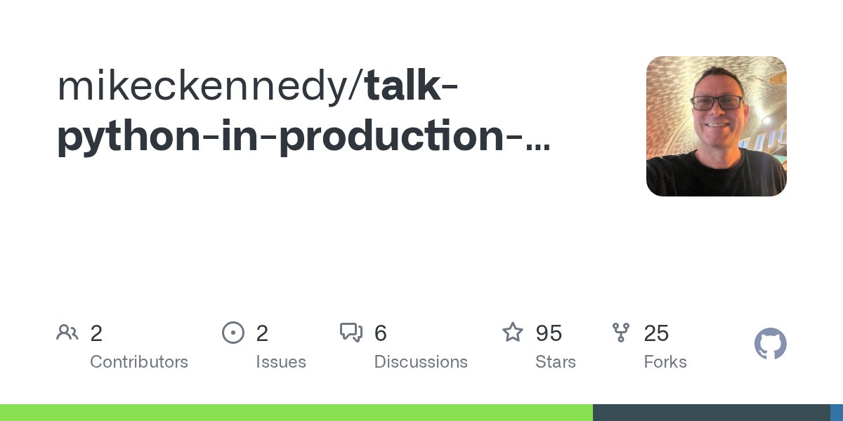 mkennedy's tweet card. Contribute to mikeckennedy/talk-python-in-production-devops-book development by creating an account on GitHub.