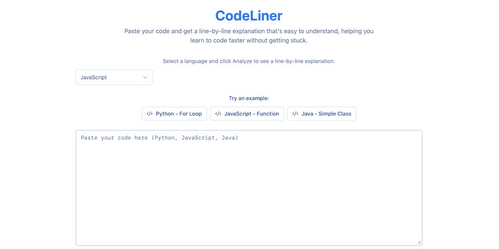 codeliner_'s tweet card. CodeLiner is an AI that instantly deciphers any code, providing clear, line-by-line explanations. Perfect for beginners or devs exploring unfamiliar code—paste your code and understand it in seconds!
