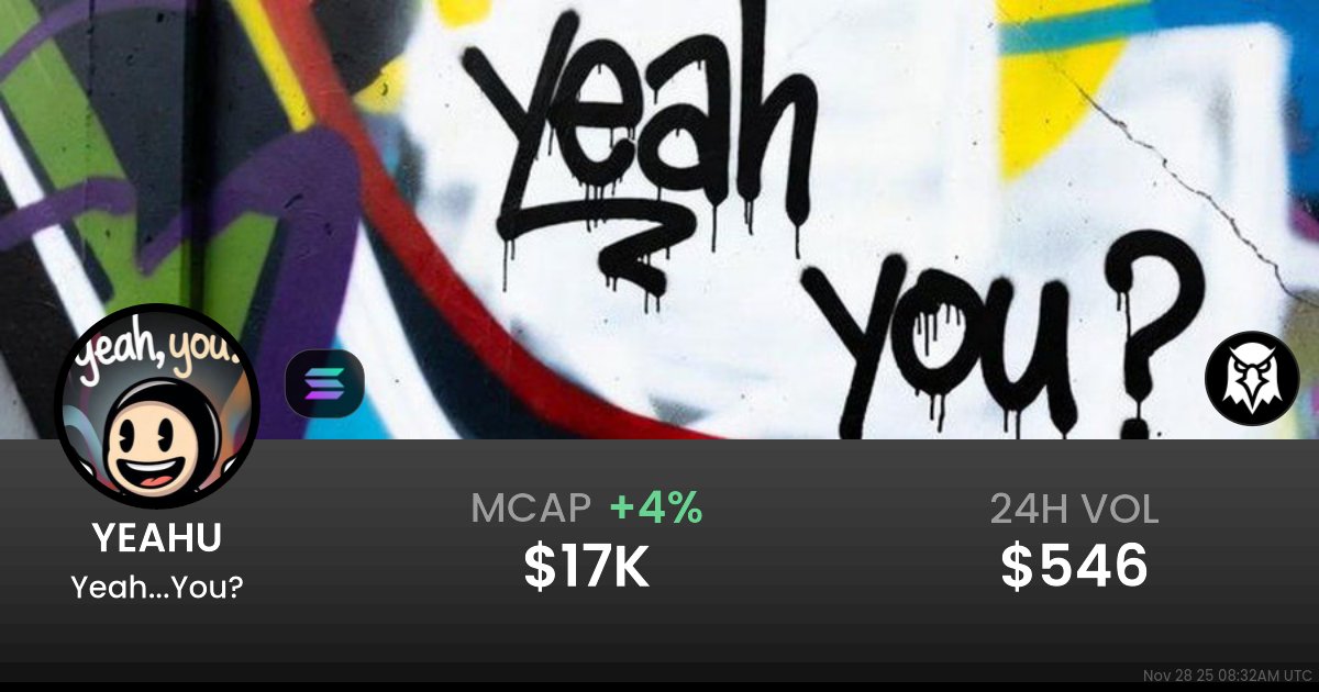 michaelbweb3's tweet card. $0.00001741 Yeah...You? (YEAHU) realtime price charts, trading history and info - YEAHU / SOL on Solana / Pump.fun