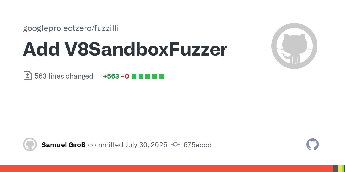 5aelo's tweet card. This is a basic fuzzer for the V8 Sandbox. It uses the memory corruption API to implement a random-but-deterministic (given a seed) traversal through the V8 heap object graph and corrupts some obje...