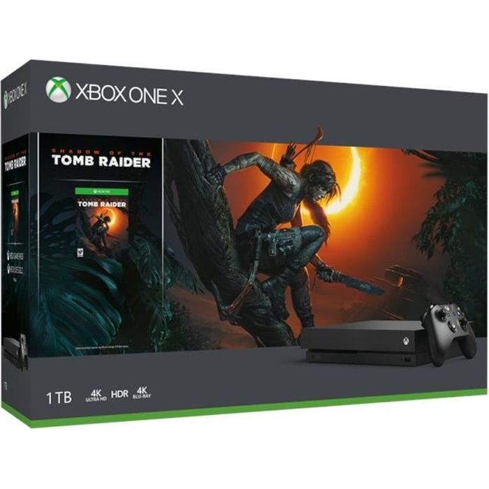 Cdiscount's tweet card. Pack comprenant la console Xbox One X 1 To, avec un lecteur Blu-ray 4K Ultra HD, le streaming en 4K et la technologie HDR, une manette sans fil, un câble HDMI (compatible 4K), un câble d’alimentati...