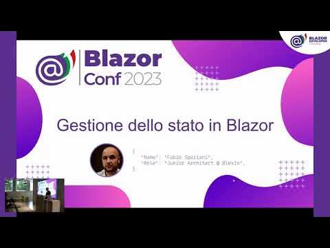 blazordevita's tweet card. BlazorConf 2023: Gestione dello stato in Blazor - Fabio Spaziani