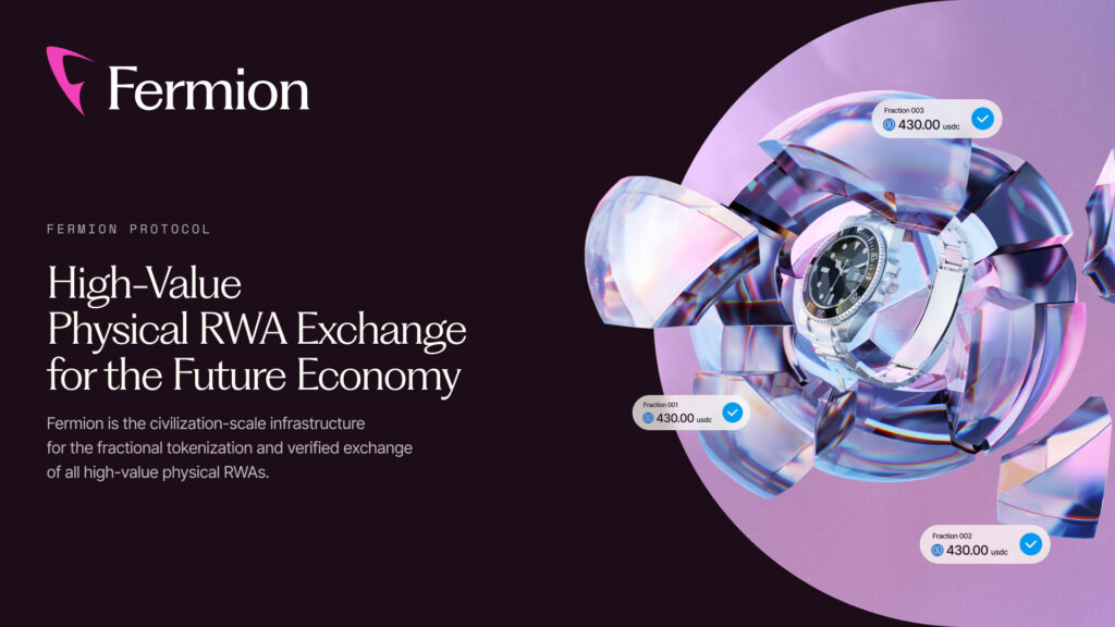 FermionProtocol's tweet card. Fermion is the civilization-scale infrastructurefor the fractional tokenization and verified exchangeof all high-value physical RWAs.