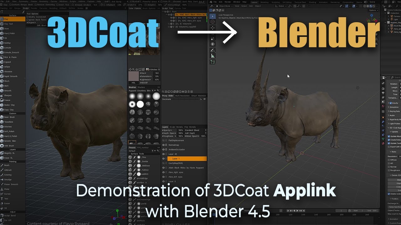3DCoatWorkflow's tweet card. Demonstration of 3DCoat Applink with Blender 4.5. 3DCoat Black Friday...