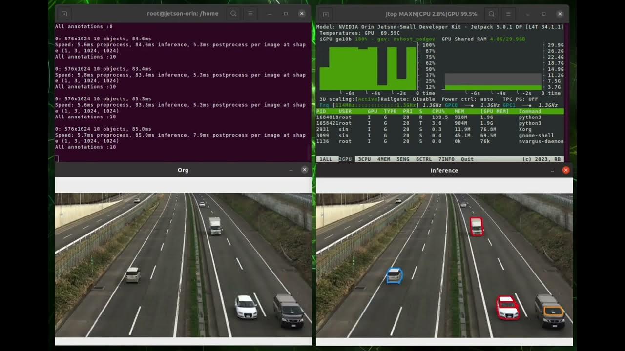 furuya02's tweet card. FastSAMで高速道路を走行する車両をセグメンテーションをしてみました（上下線や追い越し車線も判定してみました）