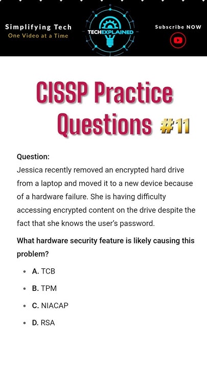 TechExplainedKP's tweet card. CISSP Practice Question: Why Encrypted Drives Won’t Work on a New...