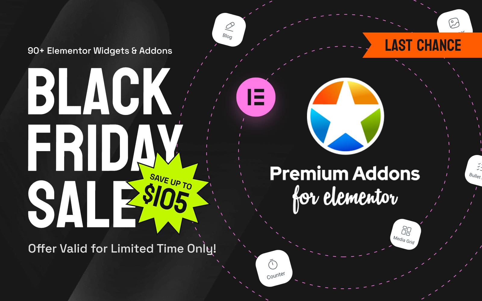 LeapWorx's tweet card. Black Friday Sale 2025 is LIVE! Unlock 580+ Elementor templates & 90+ widgets with Premium Addons Pro. Save up to $105. Grab your discount now!