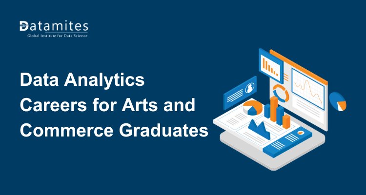 DataMites's tweet card. Discover top data analytics career opportunities for Arts and Commerce graduates in India. Learn skills, job roles, salaries, and how non-tech students can build a successful analytics career with...
