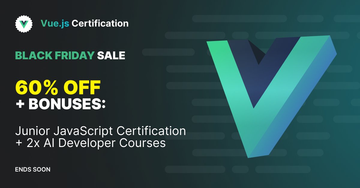 CertificatesDev's tweet card. Get your Vue.js expertise certified through our rigorous assessment program based on real-world challenges and practical-based online examinations.